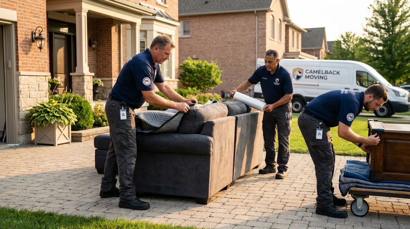 Large estate moving crew wrapping furniture in Rincon, GA