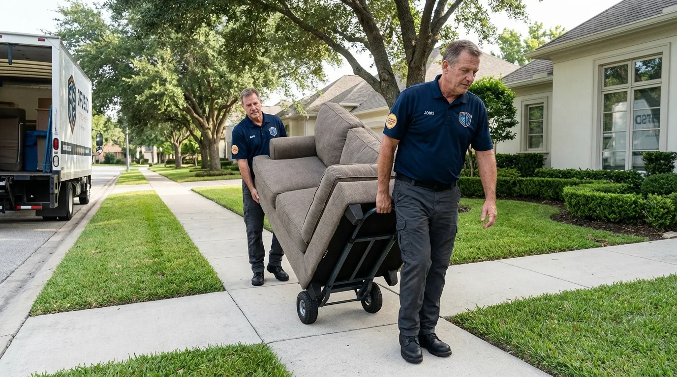 Local residential moving crew loading furniture in Rincon, GA